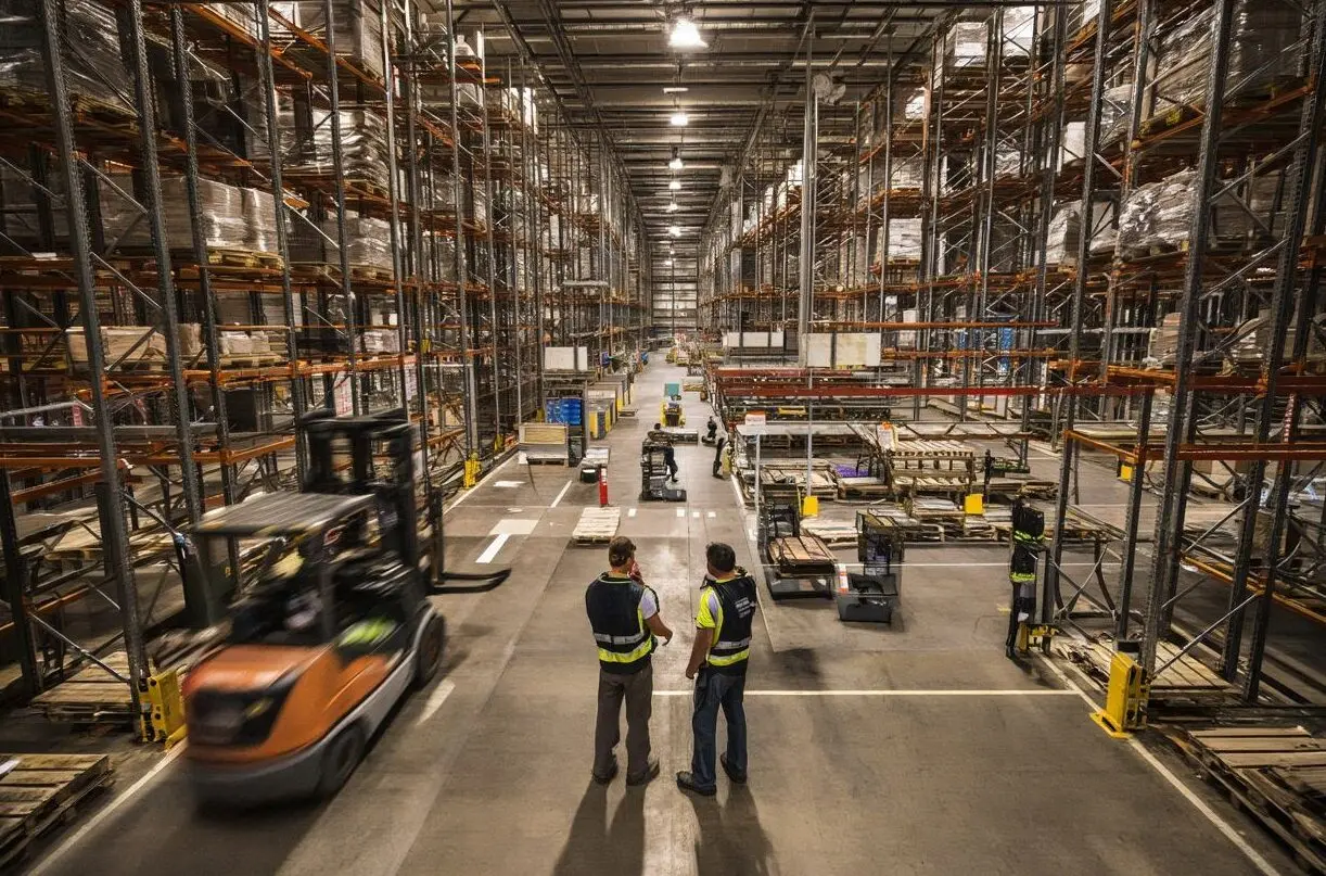 fond-hero-location-radios-professionnelles-entrepot-logistique.jpg Active logistics warehouse — professional radios for team coordination and operations flow