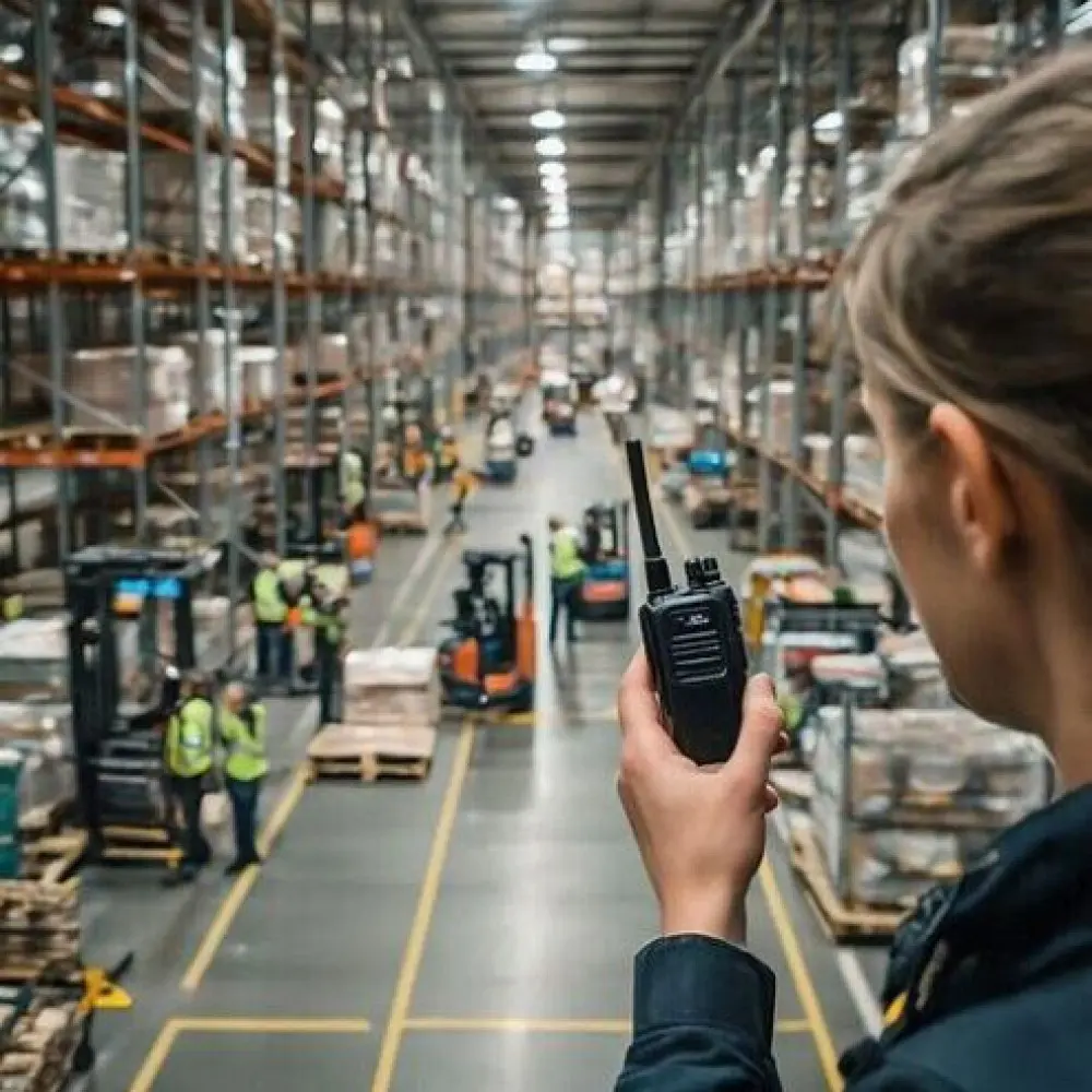 location-talkie-walkie-plateforme-logistique-entrepot-coordination.jpg Plateforme logistique et entrepôt, location talkie walkie pour coordination quais zones stockage