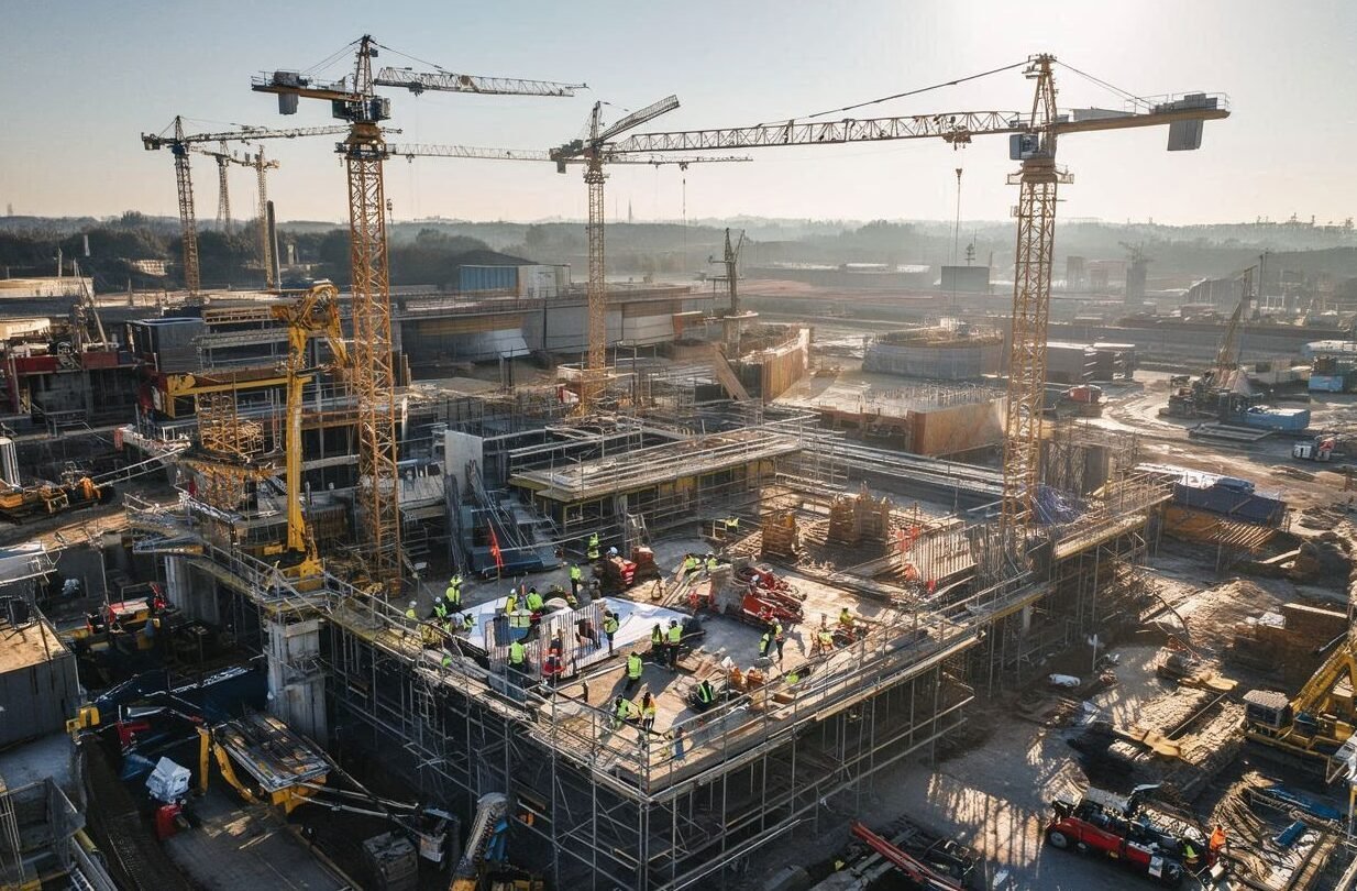 Chantier industriel en activité, location de talkie walkie pour coordination équipes BTP et sécurité terrain